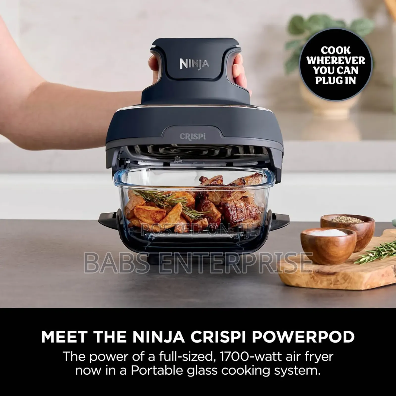 Ninja Crispi 4 in 1 Portable Glass Air Fryer - Cyber Space Fn101ukgy