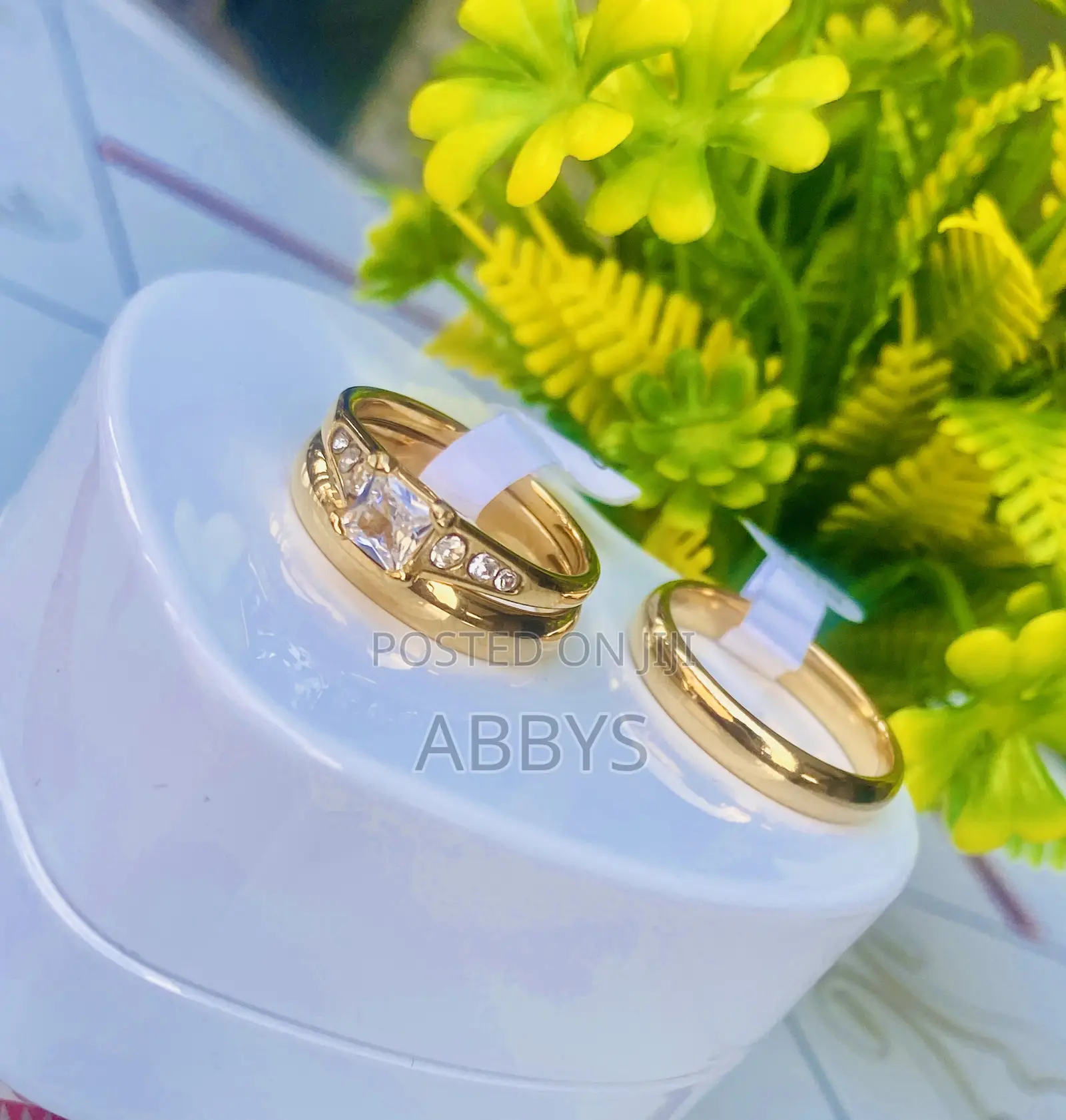 Zirconia Three Set Couple Ring/Wedding Ring