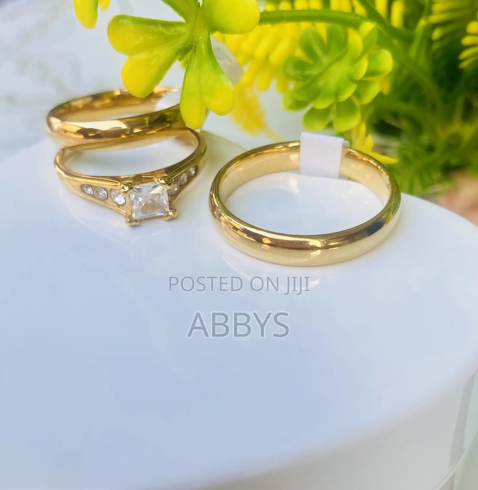 Zirconia Three Set Couple Ring/Wedding Ring