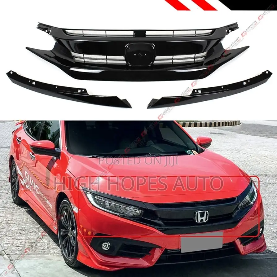Civic 2016/2019 Black Top Grille and Headlight Chrome.