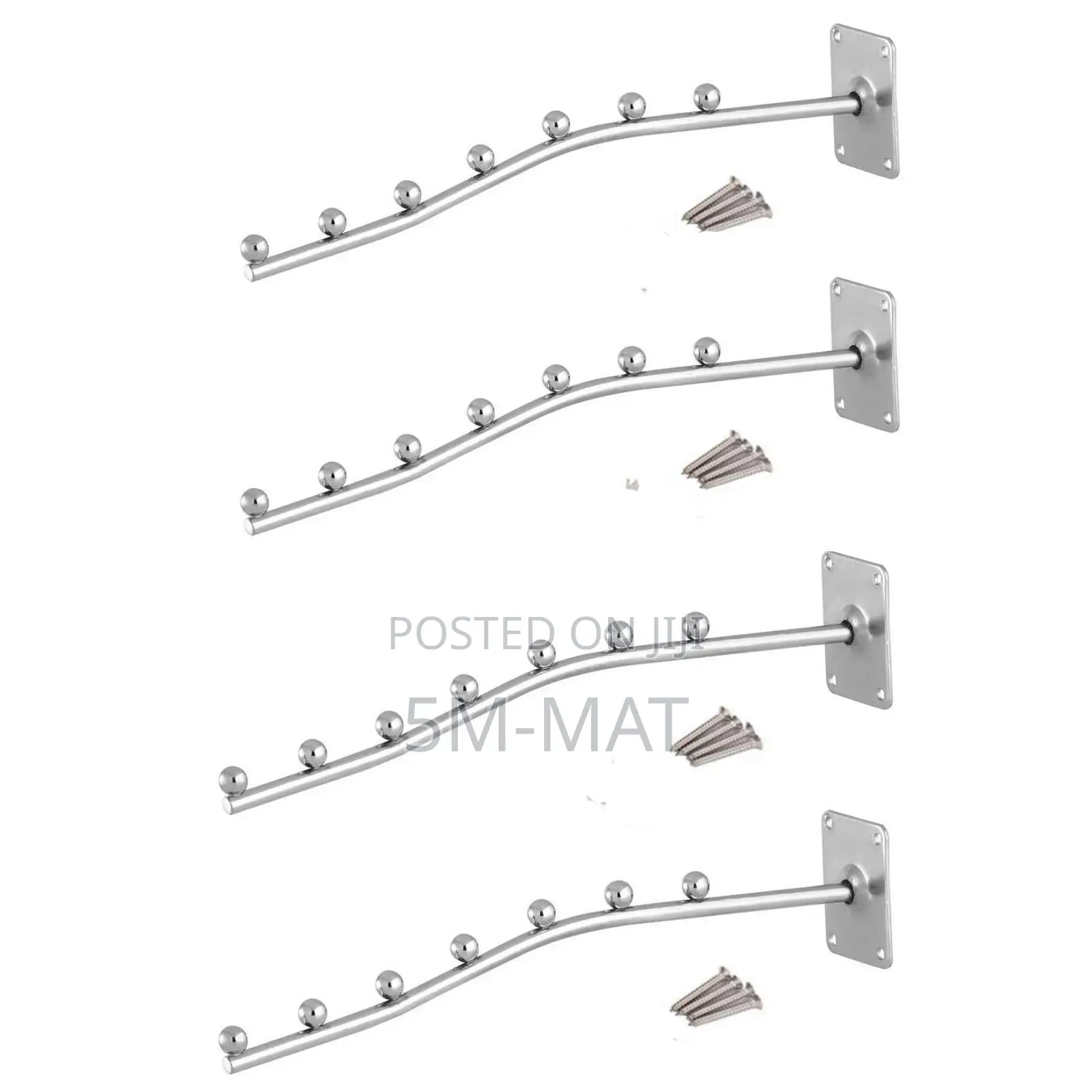 Wall Mount Waved Hanger Rack With 7 Beads for Clothes Hanging