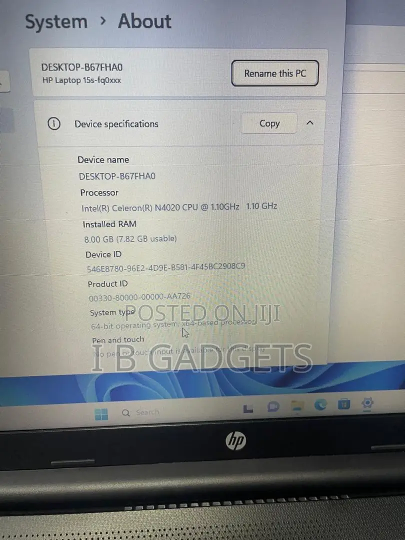 Laptop HP 15s 8GB Intel Celeron SSD 256GB