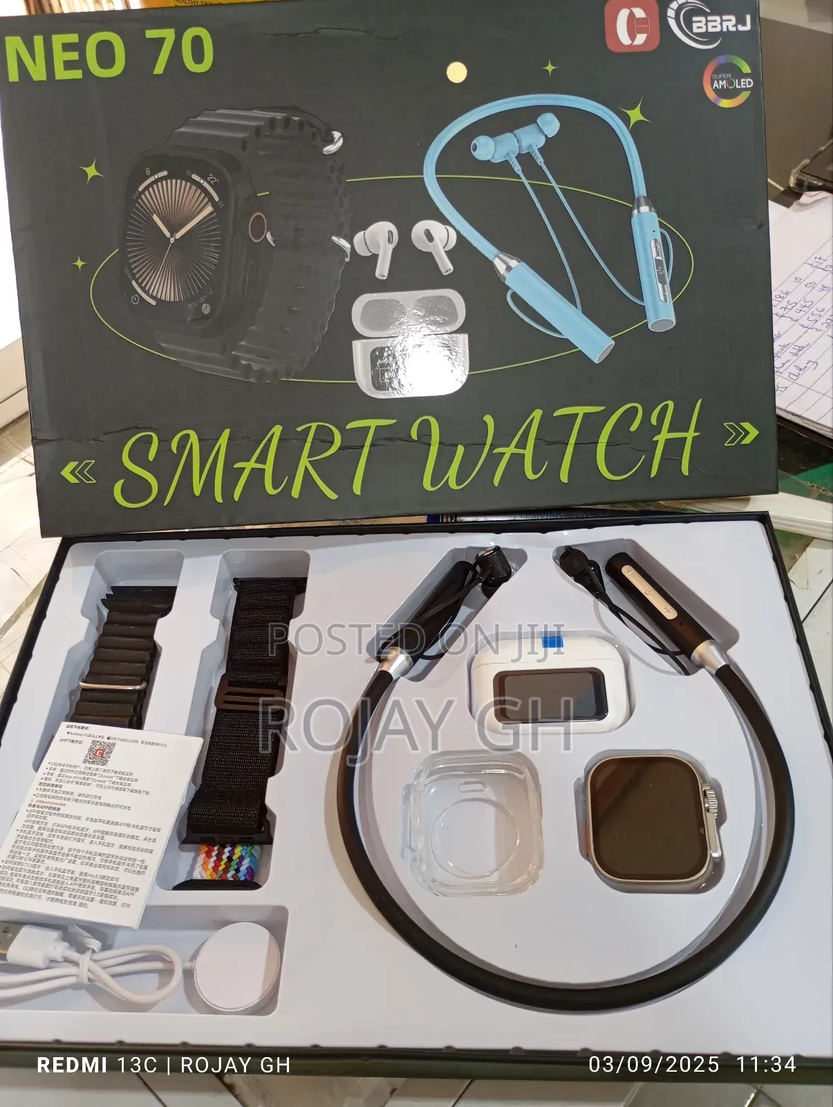 Neo 70 8-in-1 Smart Watch Set With Neckband Bt Airpod