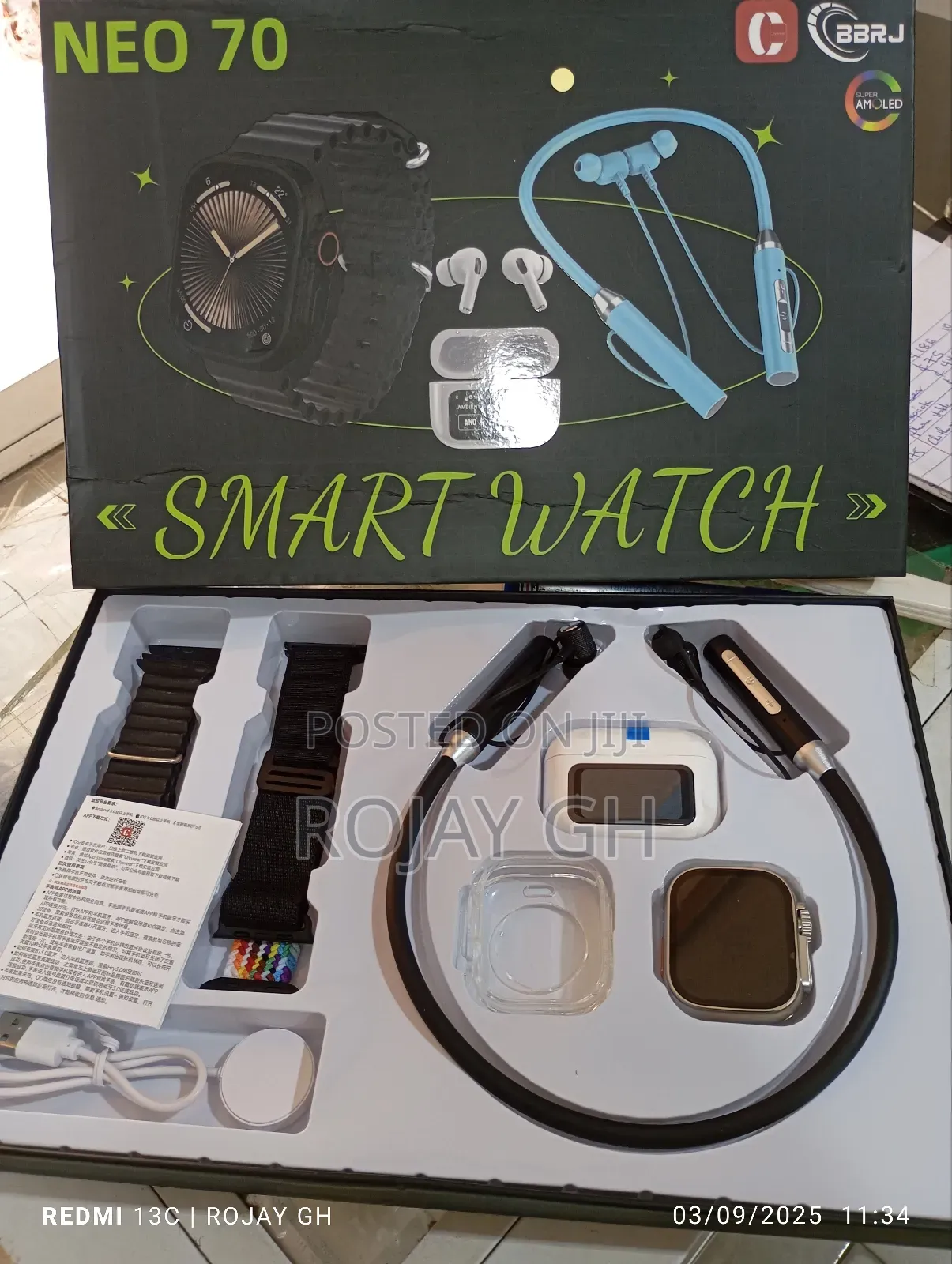 Neo 70 8-in-1 Smart Watch Set With Neckband Bt Airpod