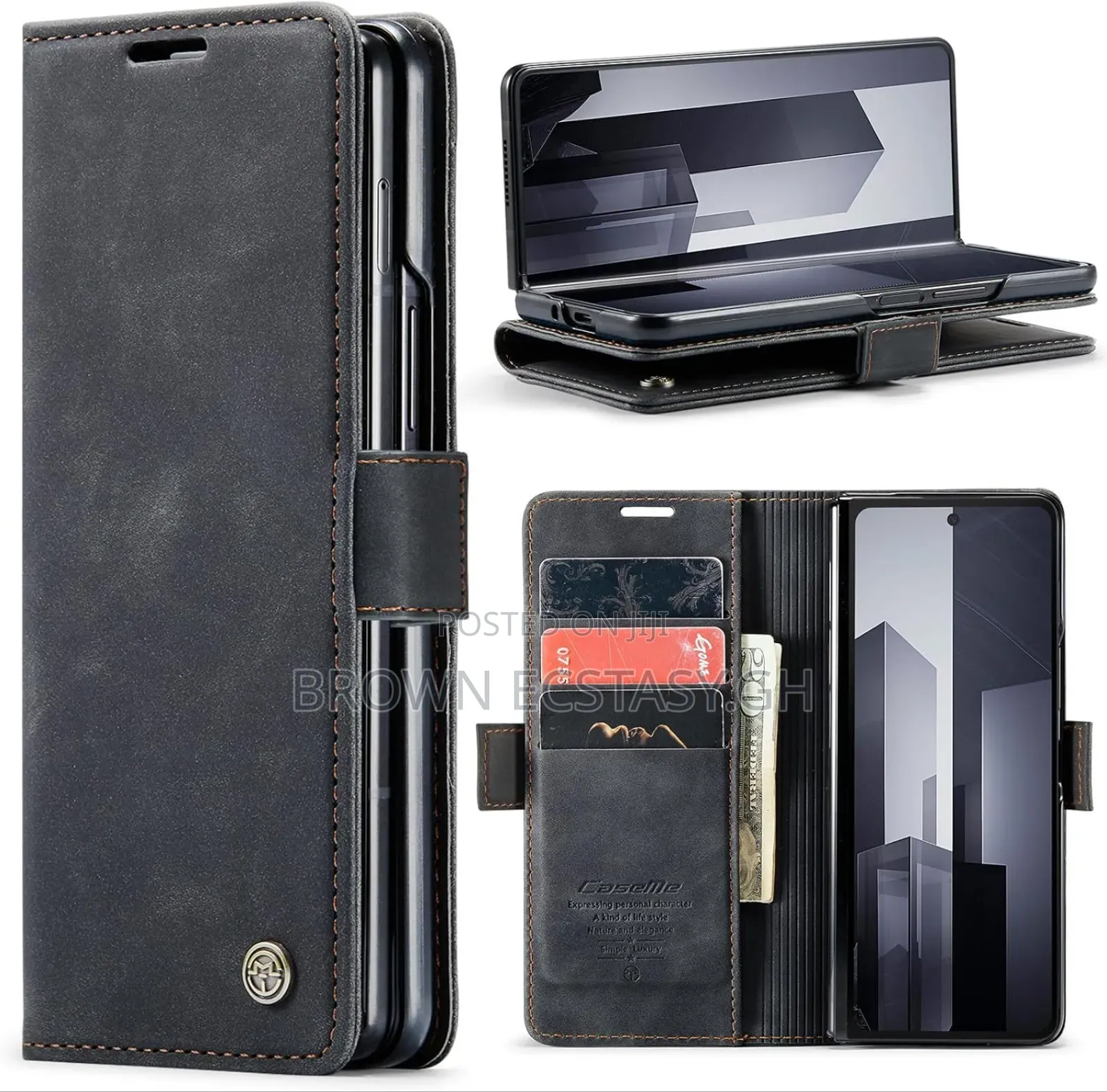 Autspace Z Fold 7 Leather Case With Pen Holder