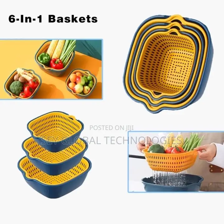 6 In 1 Fruit, Vegetable Basket Container