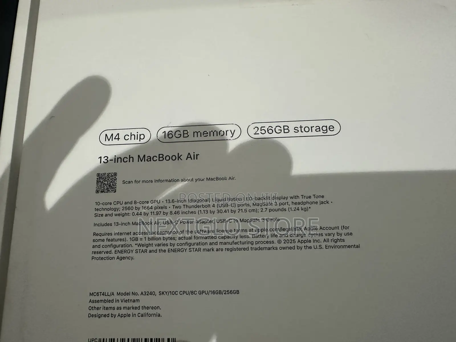 New Laptop Apple MacBook Air 16GB Apple M4 SSD 256GB