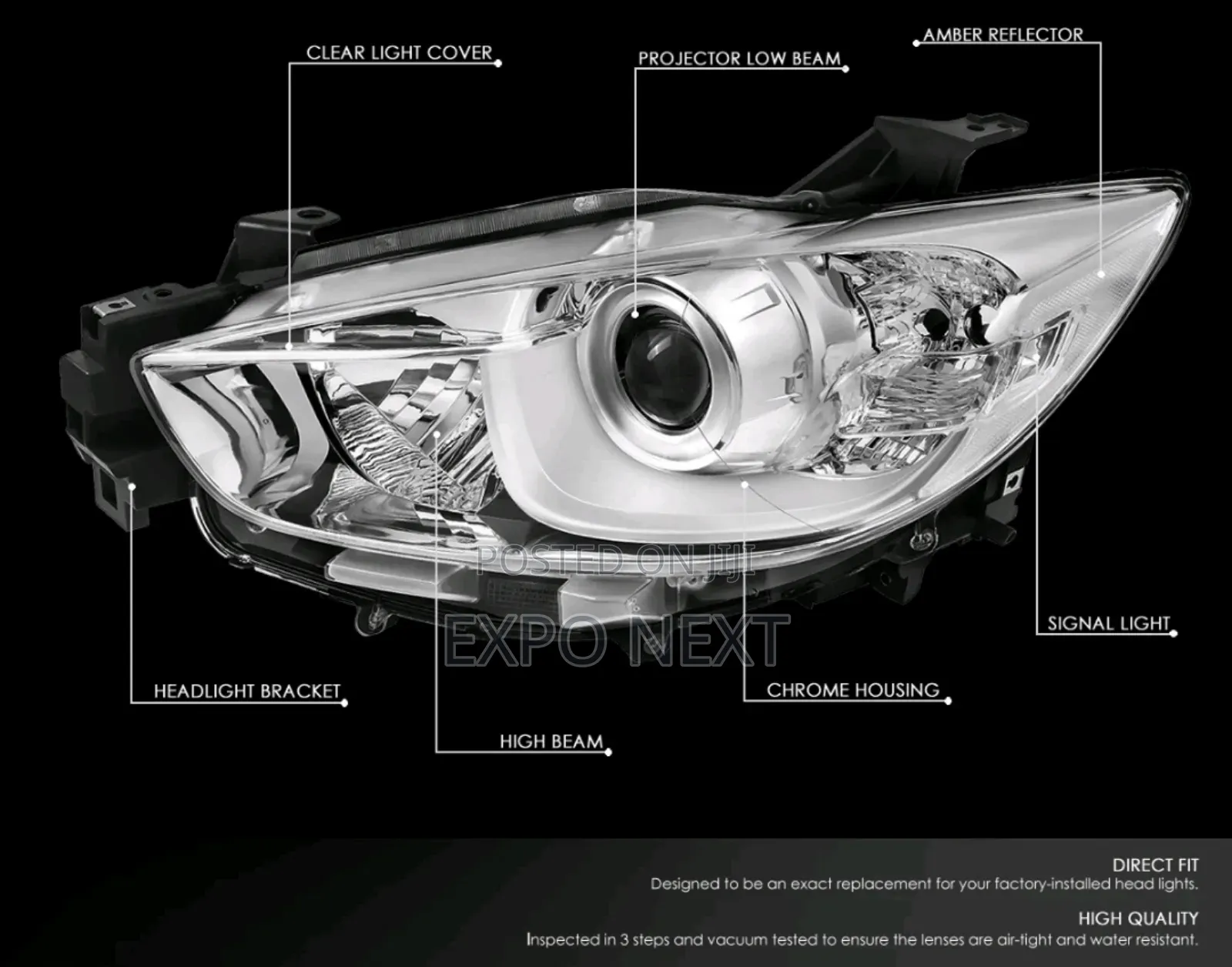 2013-2016 Mazda Cx5 Cx-5 Pair Style Projector Headlight  Chrome