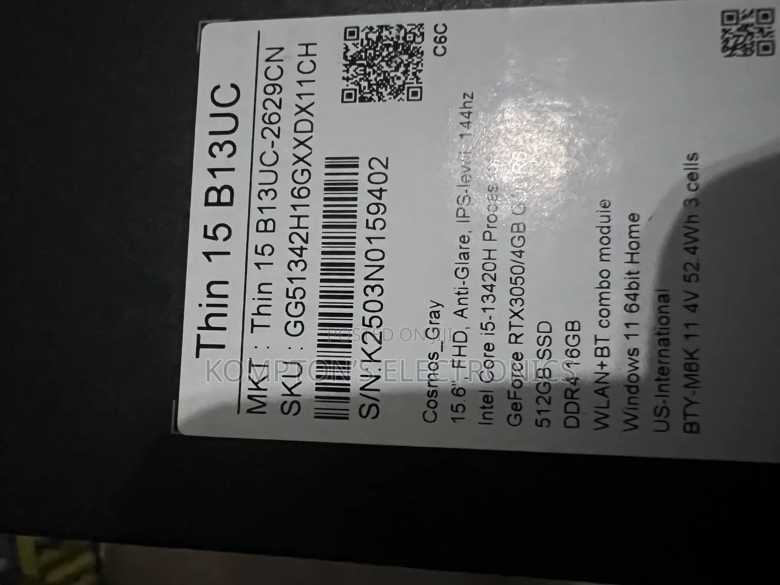 New Laptop MSI 16GB Intel Core I5 SSD 512GB