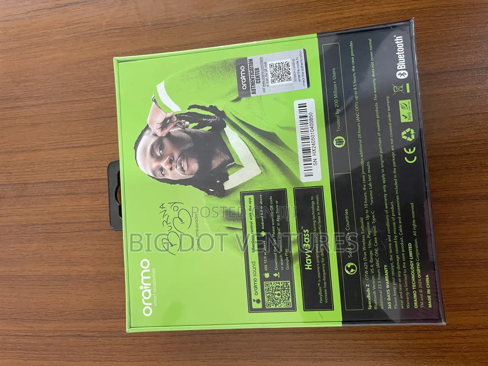 Oraimo Spacebuds Wireless Bluetooth Hybrid Anc Cancellation - Black