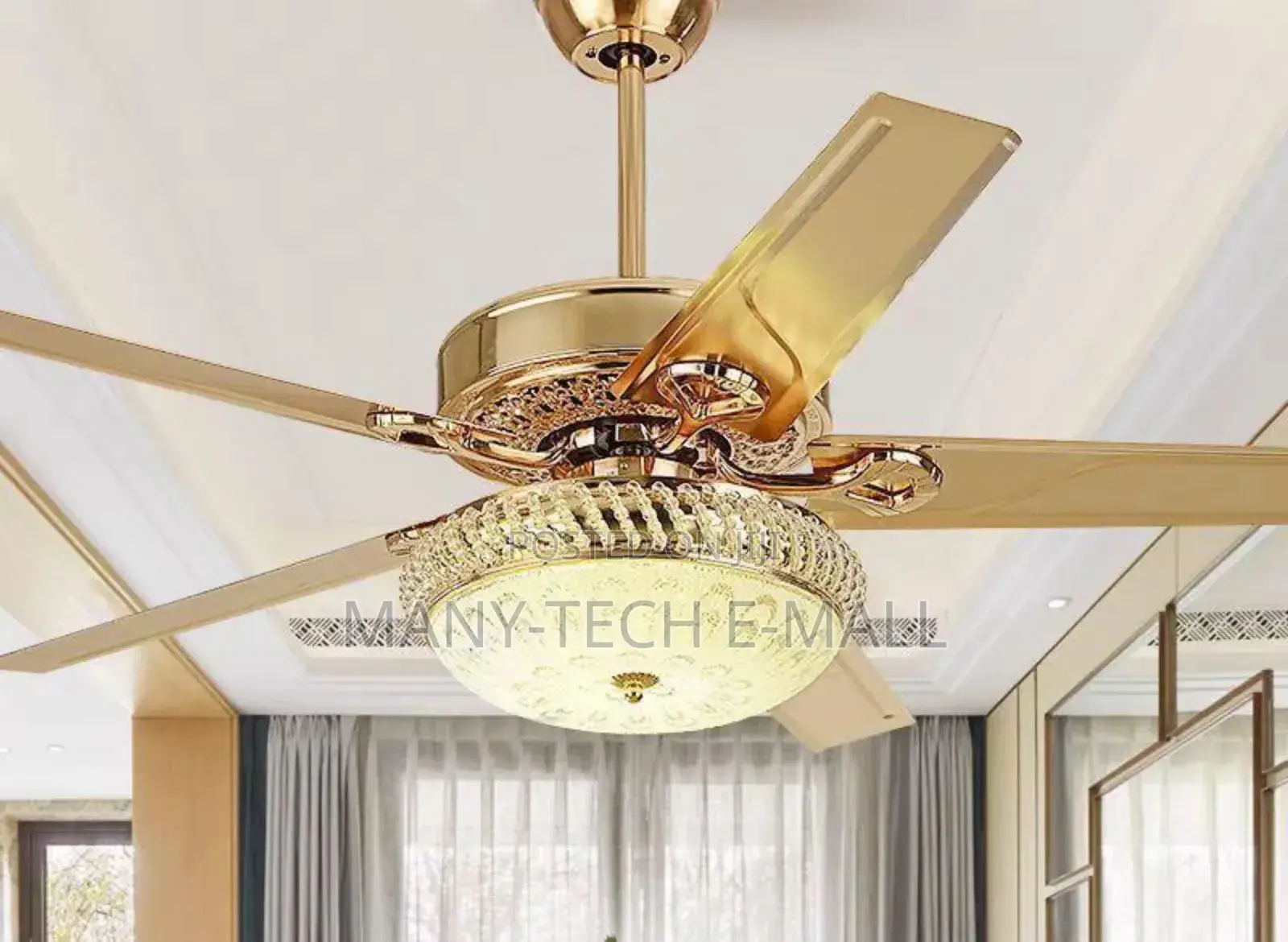 Metal Anti Dust Golden Fan With Light