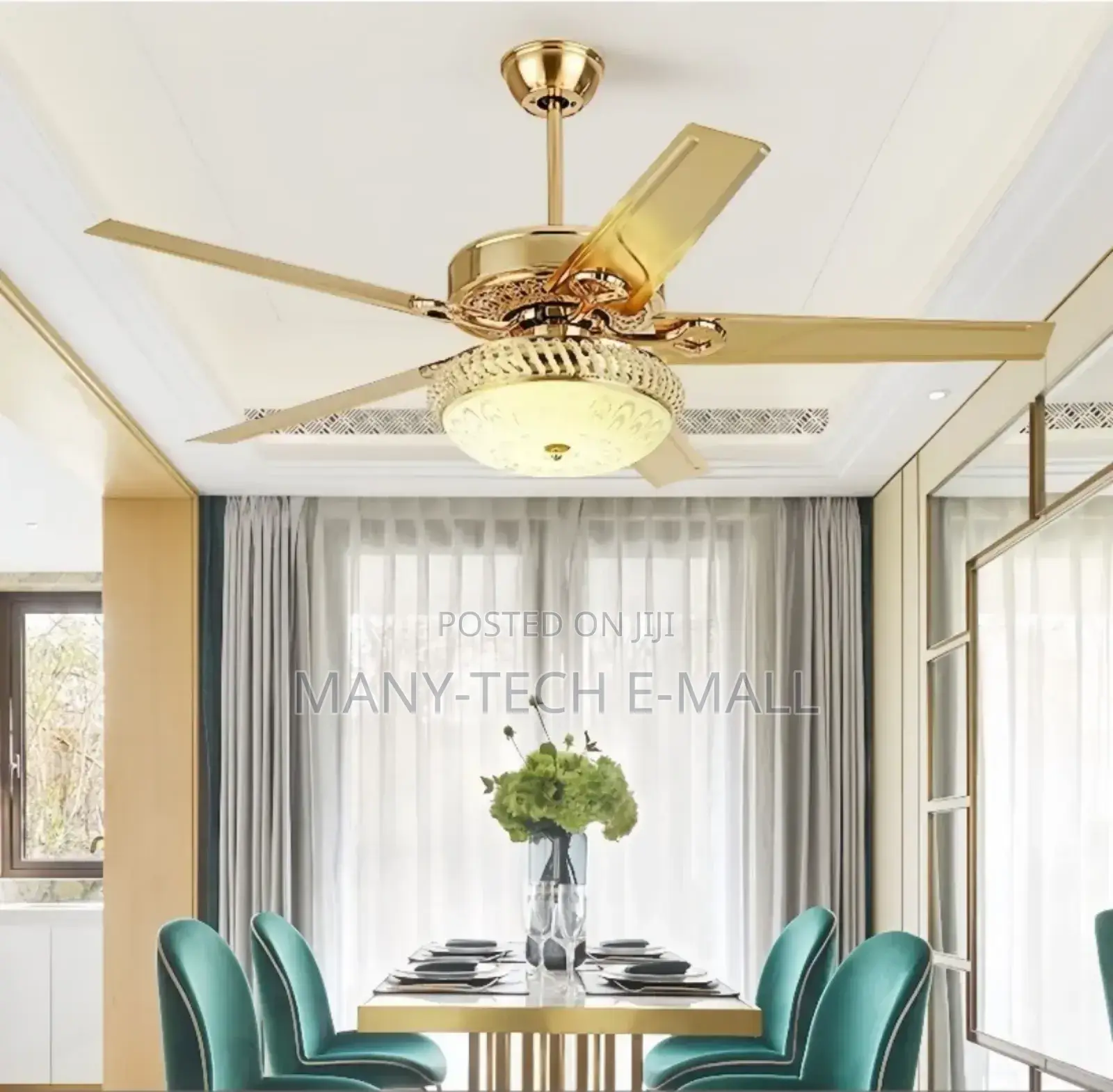 Metal Anti Dust Golden Fan With Light
