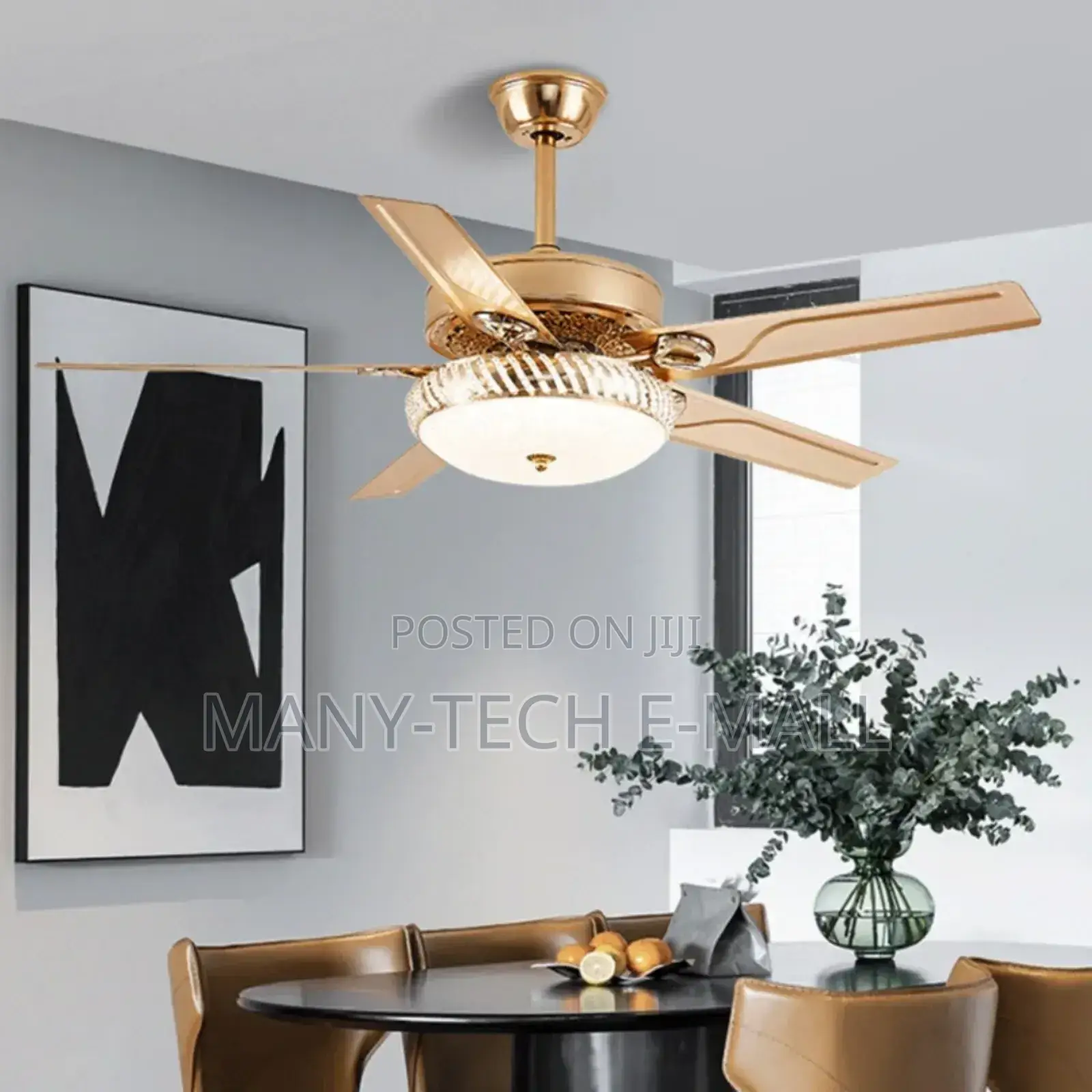 Metal Anti Dust Golden Fan With Light