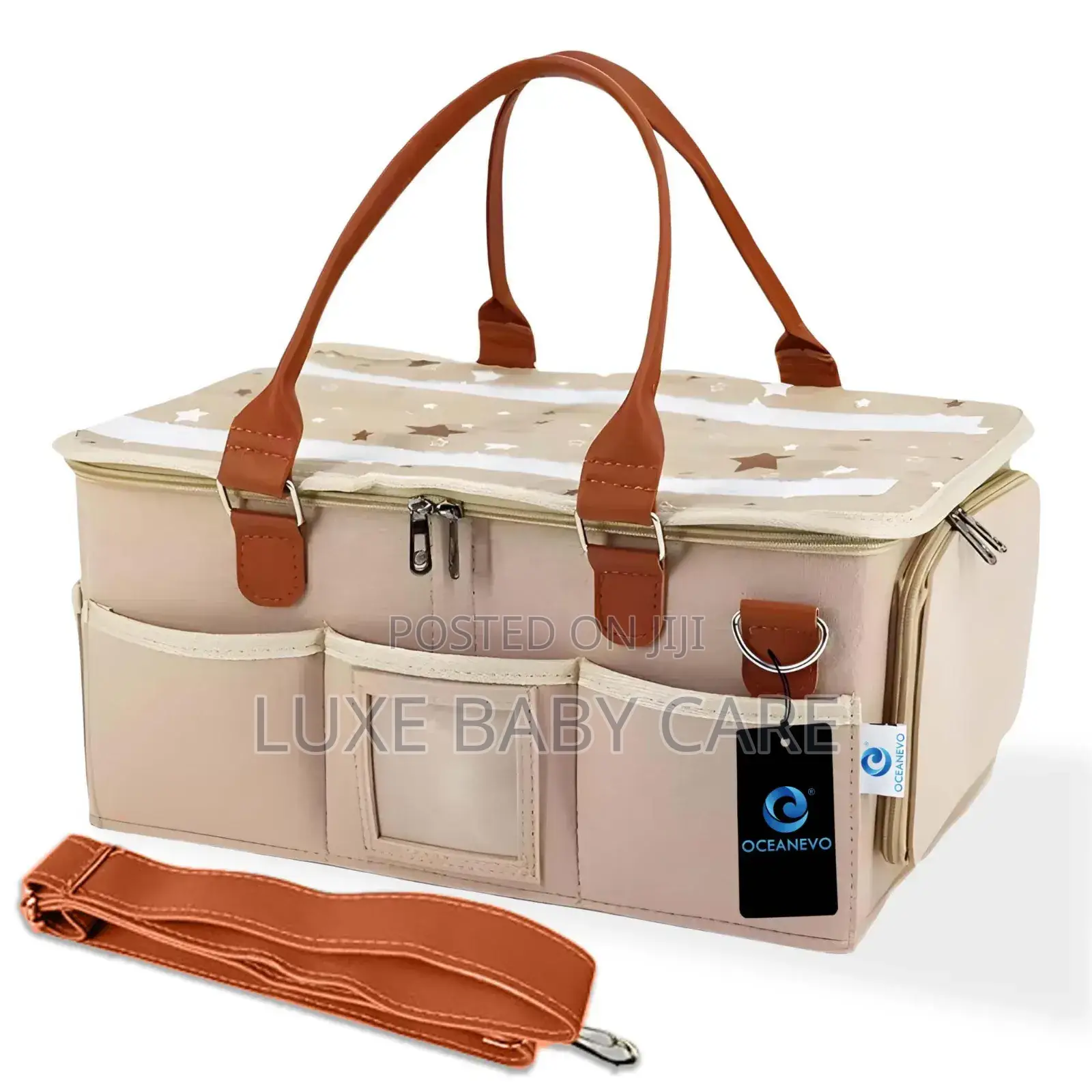 Diaper Caddy Organizer Bag With Lid and Removable Shoulder Strap