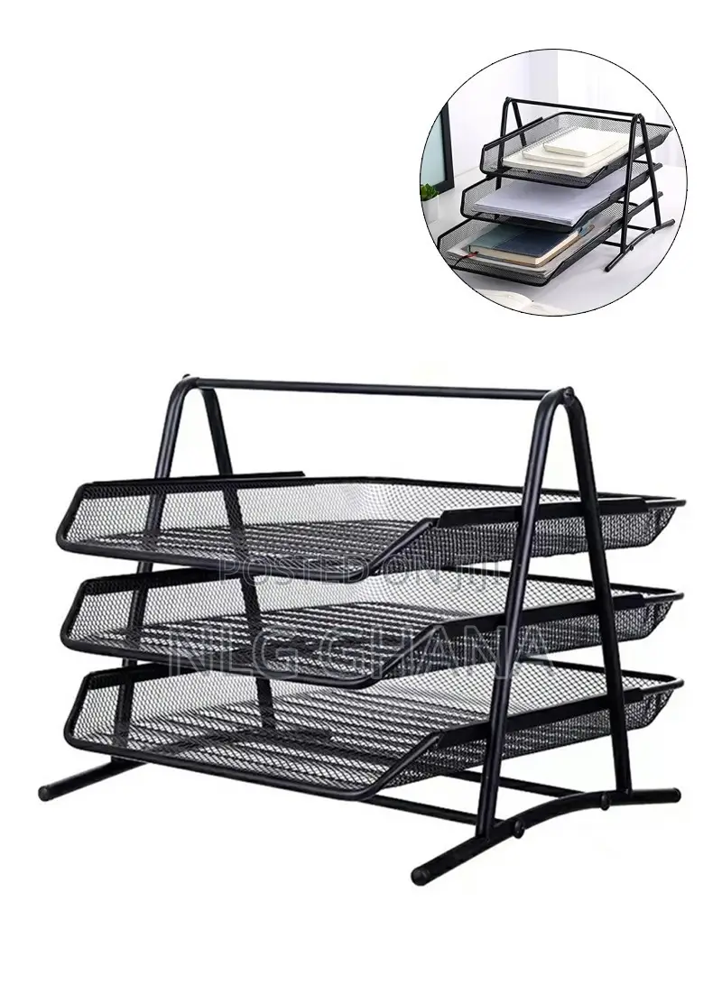 3 Tiers File Organizer Metal Mesh Stackable Desk Tray Paper. Ghx6725