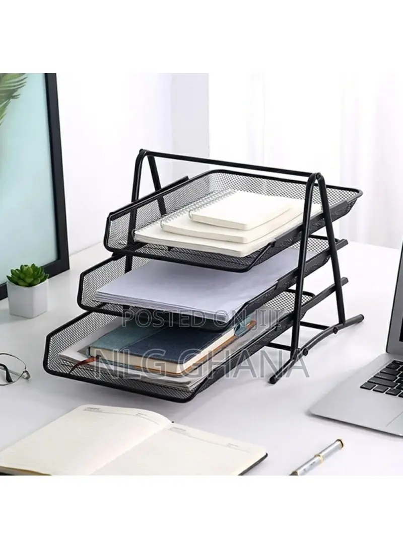 3 Tiers File Organizer Metal Mesh Stackable Desk Tray Paper. Ghx6725