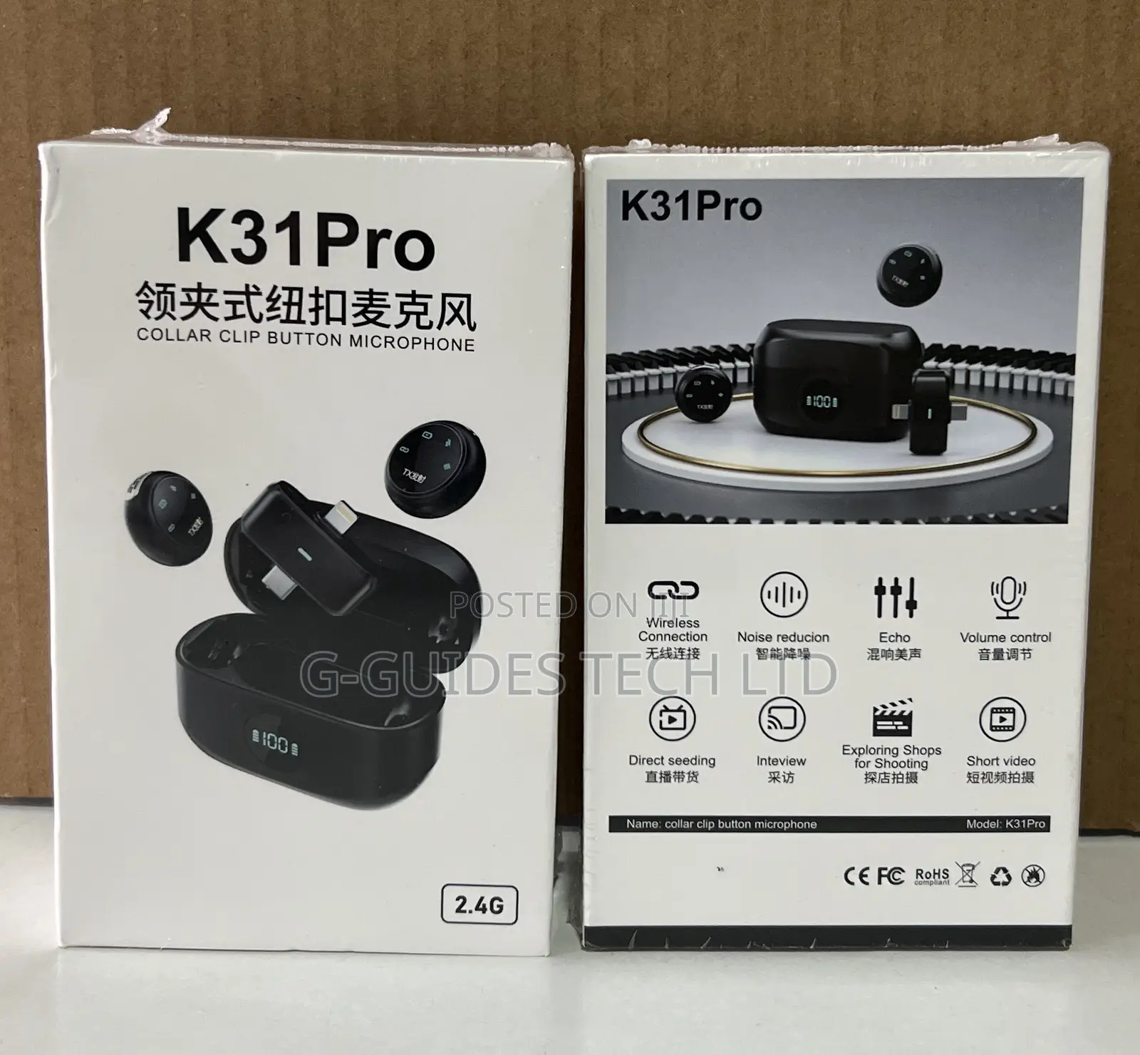 K31pro Collar Clip Button Wireless Microphone