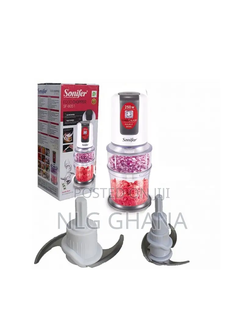 250w Quad-Blade Dual-Bowl 500ml +200ml Food Chopper. Gdx9422