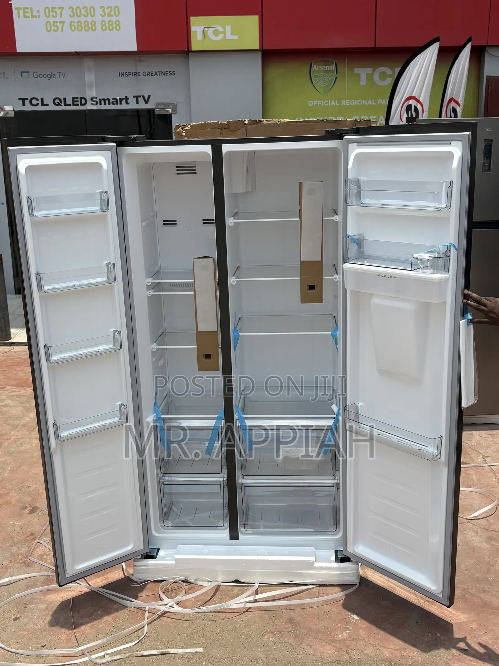 Energy Saving TCL P575sbgwd—439l Side by Side 2 Door Refrigerator 
