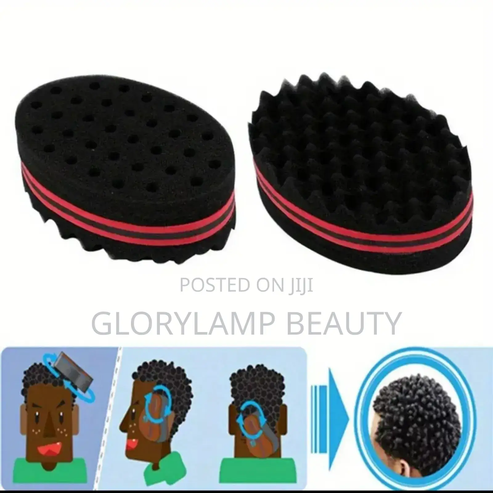 Afro Twist Hair Sponge Brush – Curl Coil Styling Foam (Black Red)
