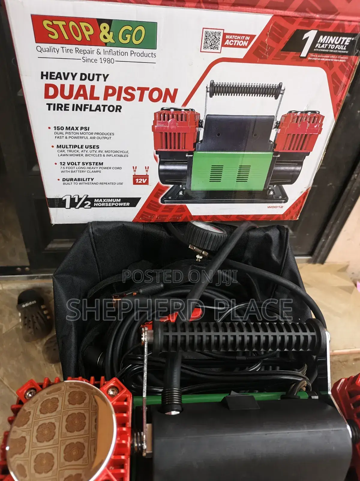 Top Go Heavy Duty Dual Piston Tire Inflator