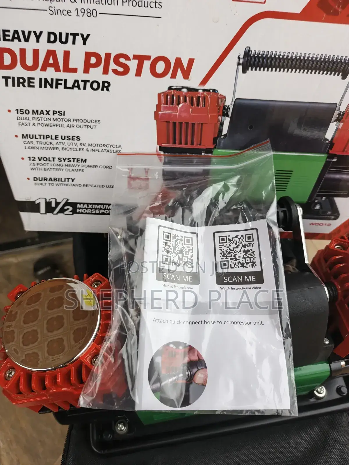 Top Go Heavy Duty Dual Piston Tire Inflator