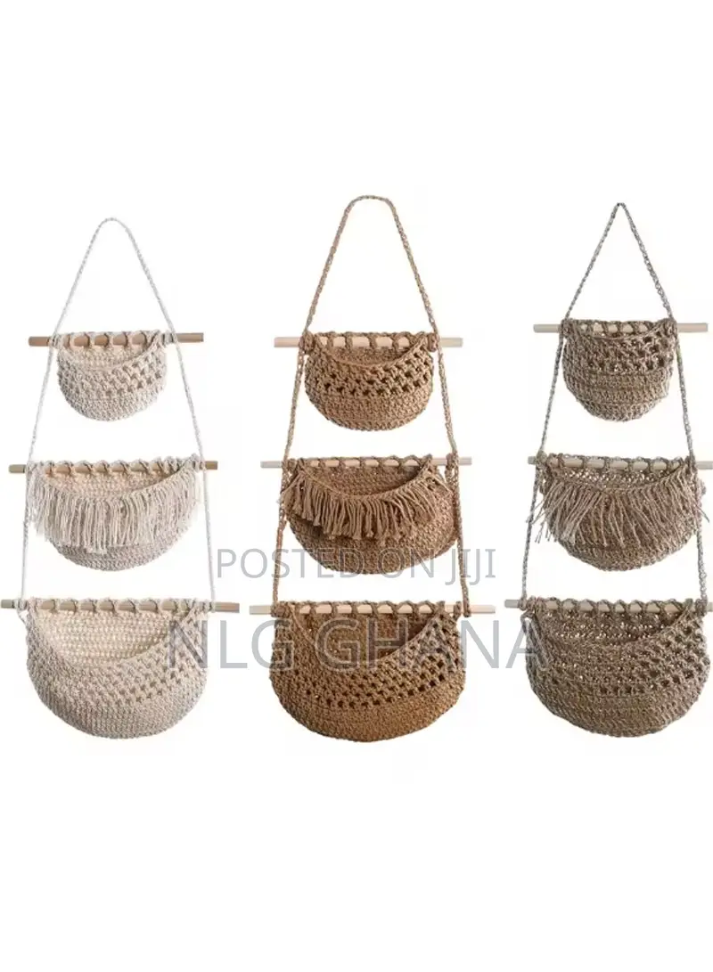 3-Tier Bohemian Cotton Linen Storage Baskets.