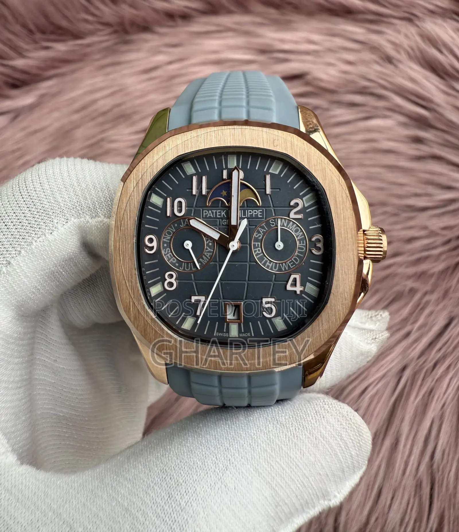 Patek Philippe Aquanaut Rose Gold With Slate Blue Dial Strap