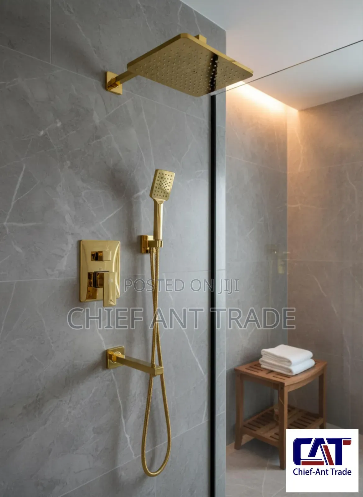 Concealed Shower Mixer. Secret (9013-3g) Gold. Wall Shower