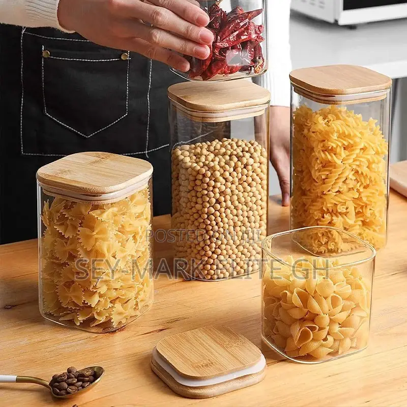 5pcs Storage Container With Bamboo Lid