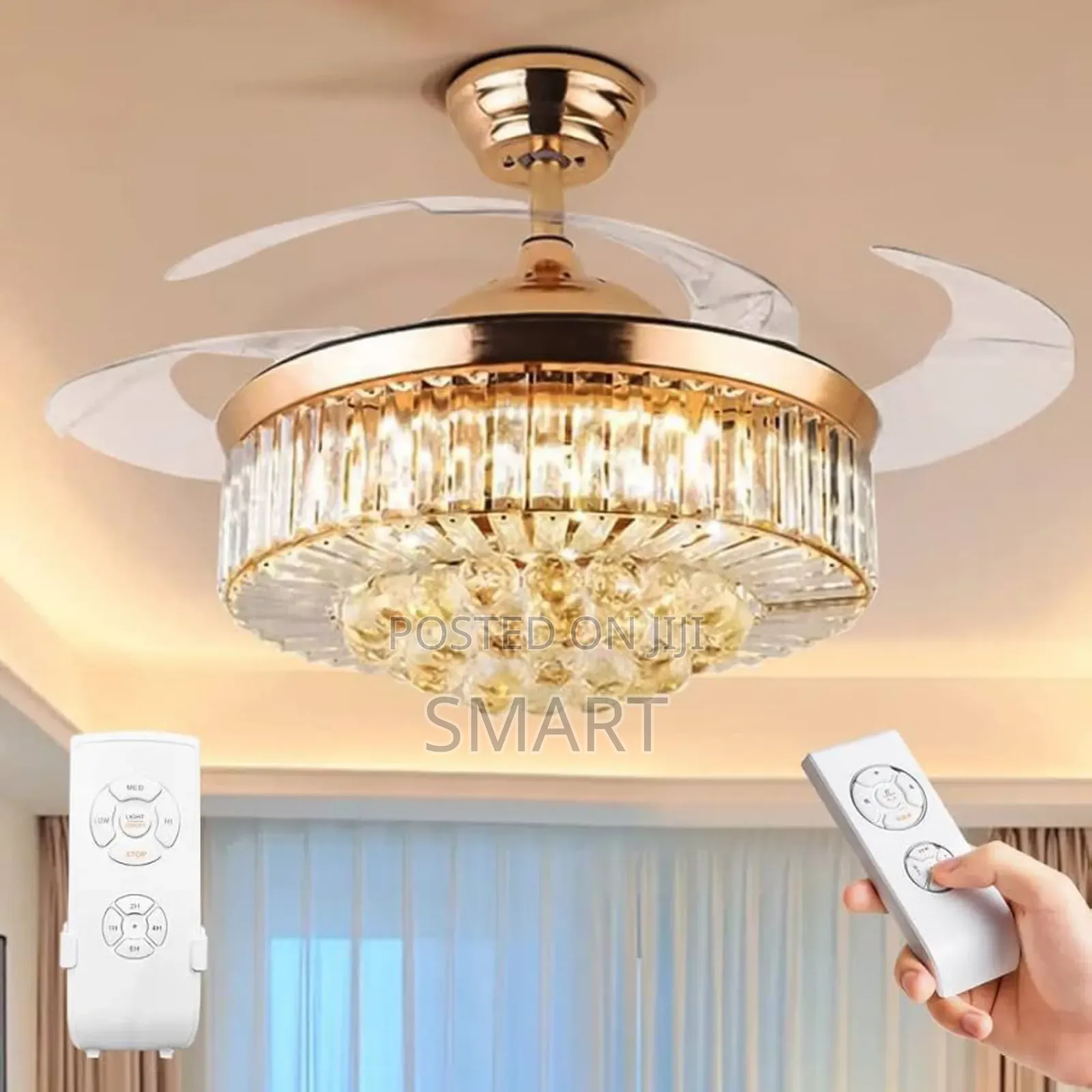 Modern Fanlight Chandelier With Bluetooth + Remote Control