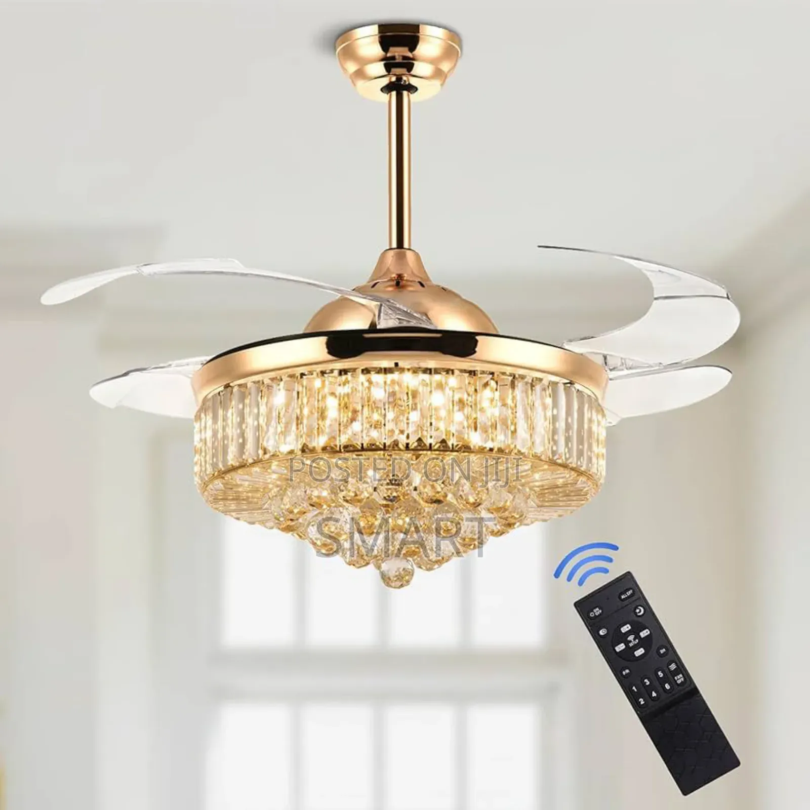 Modern Fanlight Chandelier With Bluetooth + Remote Control