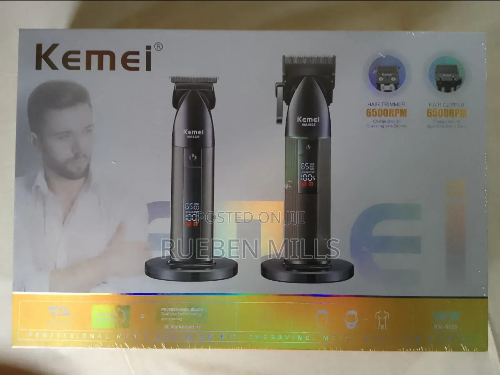 Black Two In One 2 In 1 Combo Kemei Haircut Barbering Skin Machine