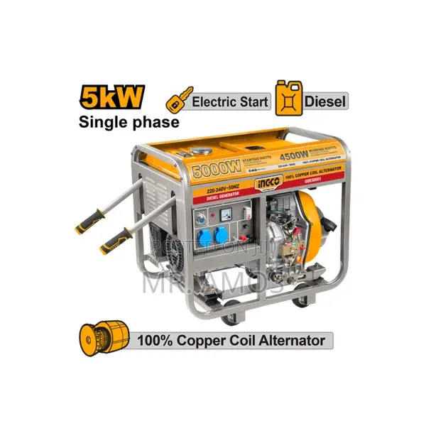 5kva Diesel Generator With Recoil + Electric Start System - Gde50001