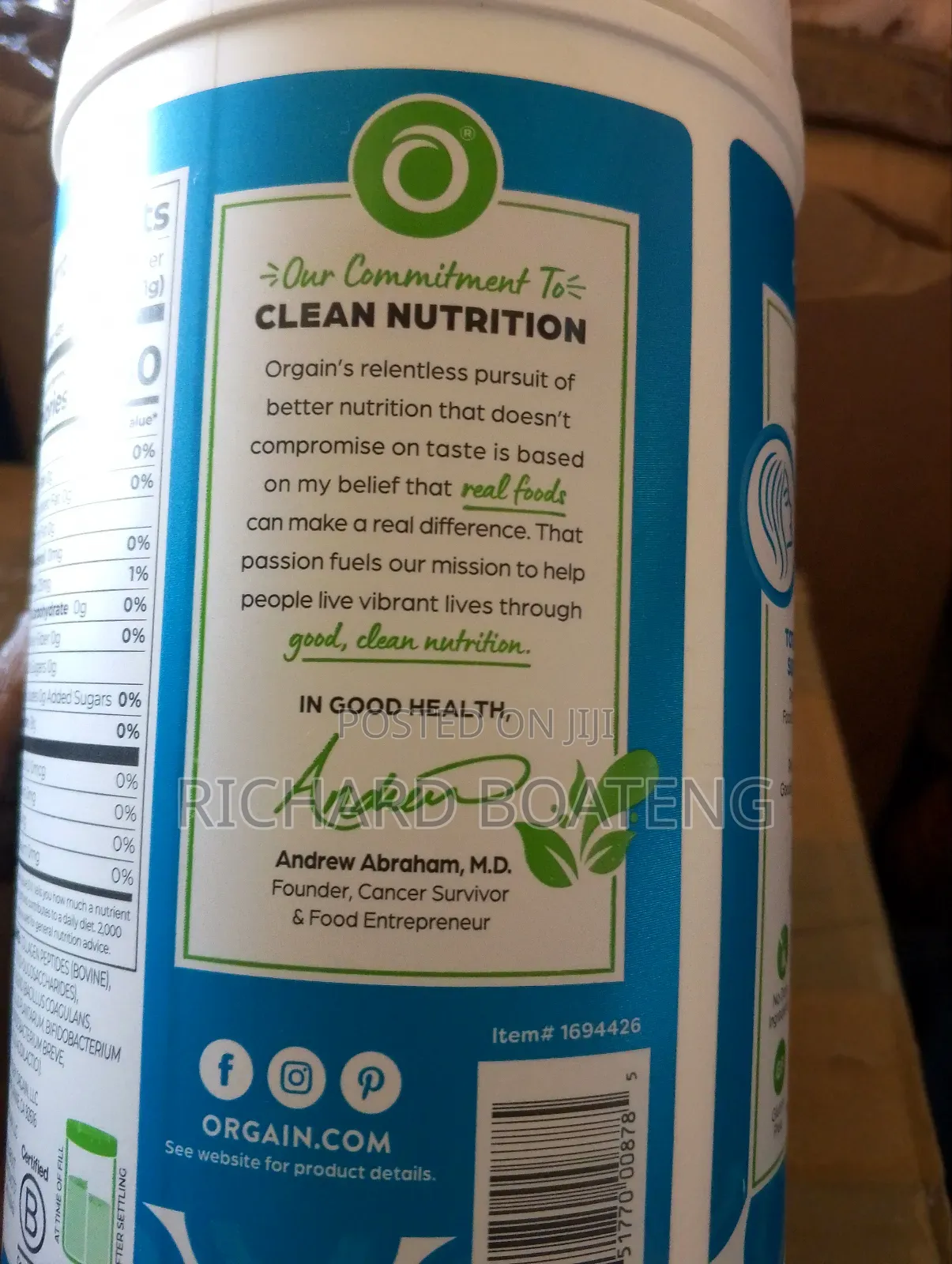 Orgain Collagen Peptides+Probiotics