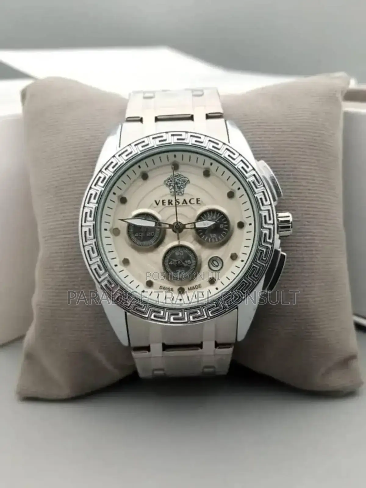 Versace 27c 115 Chronograph Sliver Chain Watch