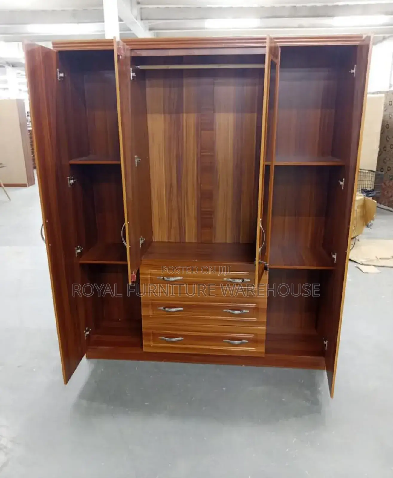 4doors Wooden Wardrobe Coffee Colour