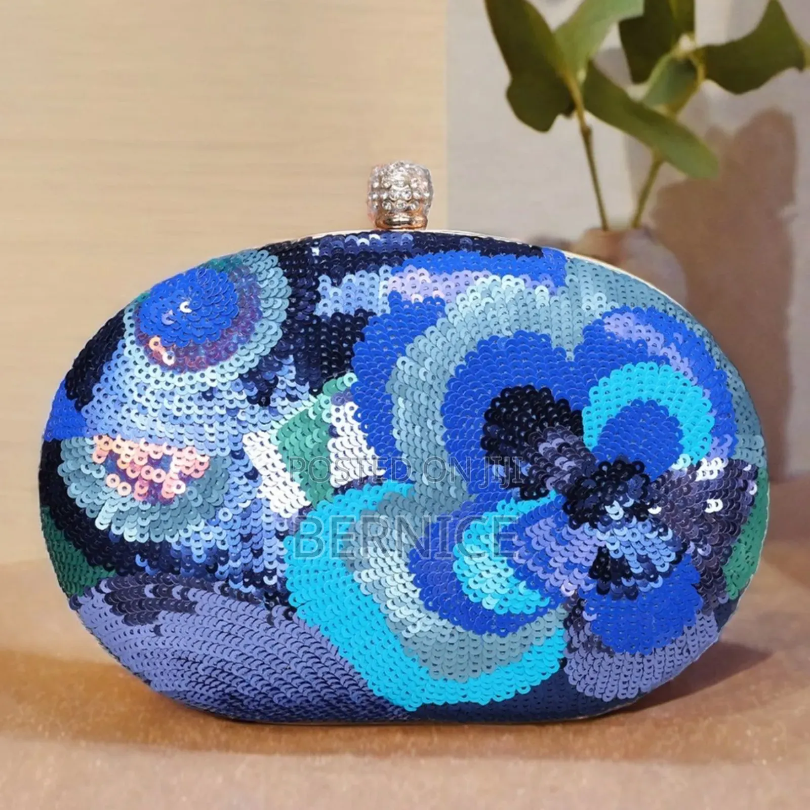 Sequined Floral Clutch