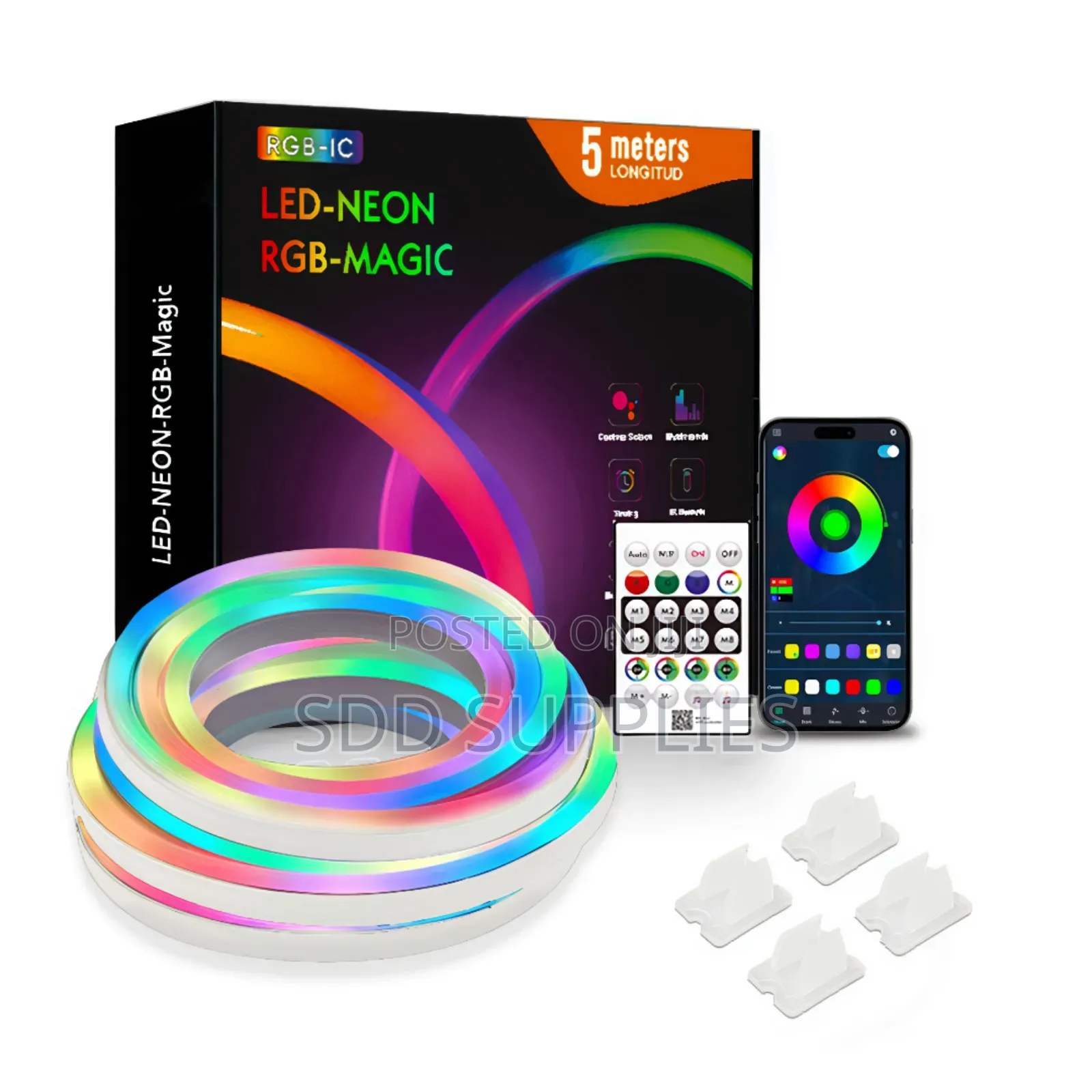 5m Kit Neon Led Light Strips Waterproof Outdoor/Indoor With Remote