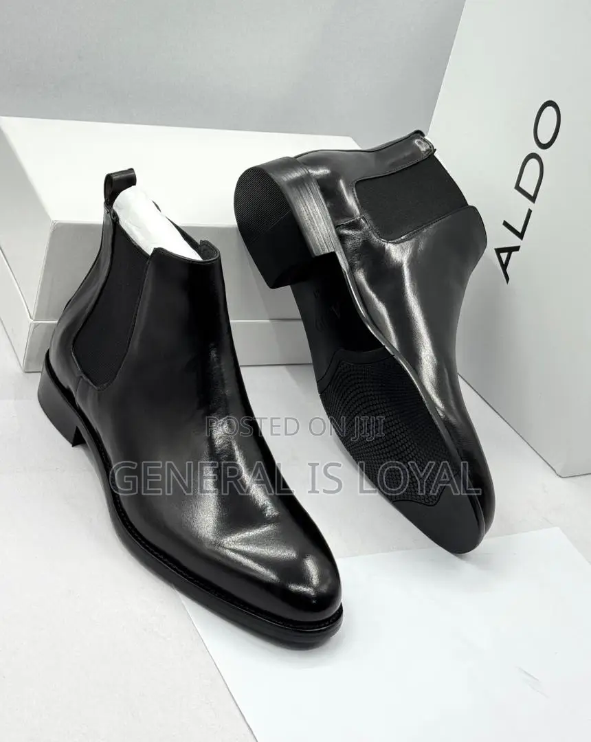 Aldo Black Elastic Men Leather Boot