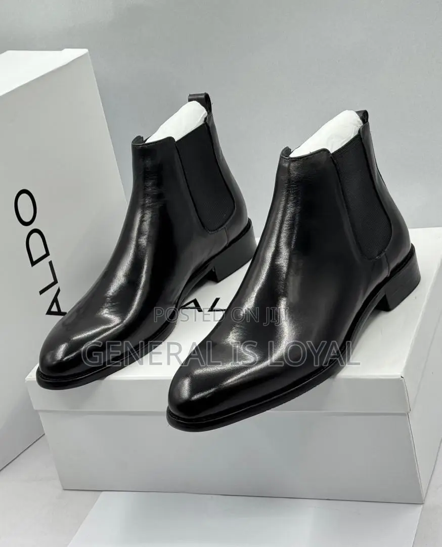 Aldo Black Elastic Men Leather Boot