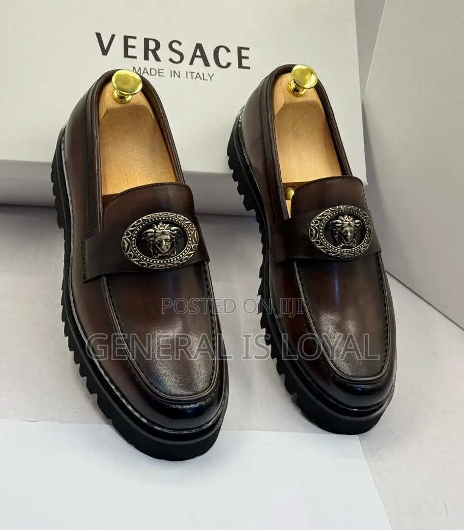 Versace Dark Brown Men Leather Shoe