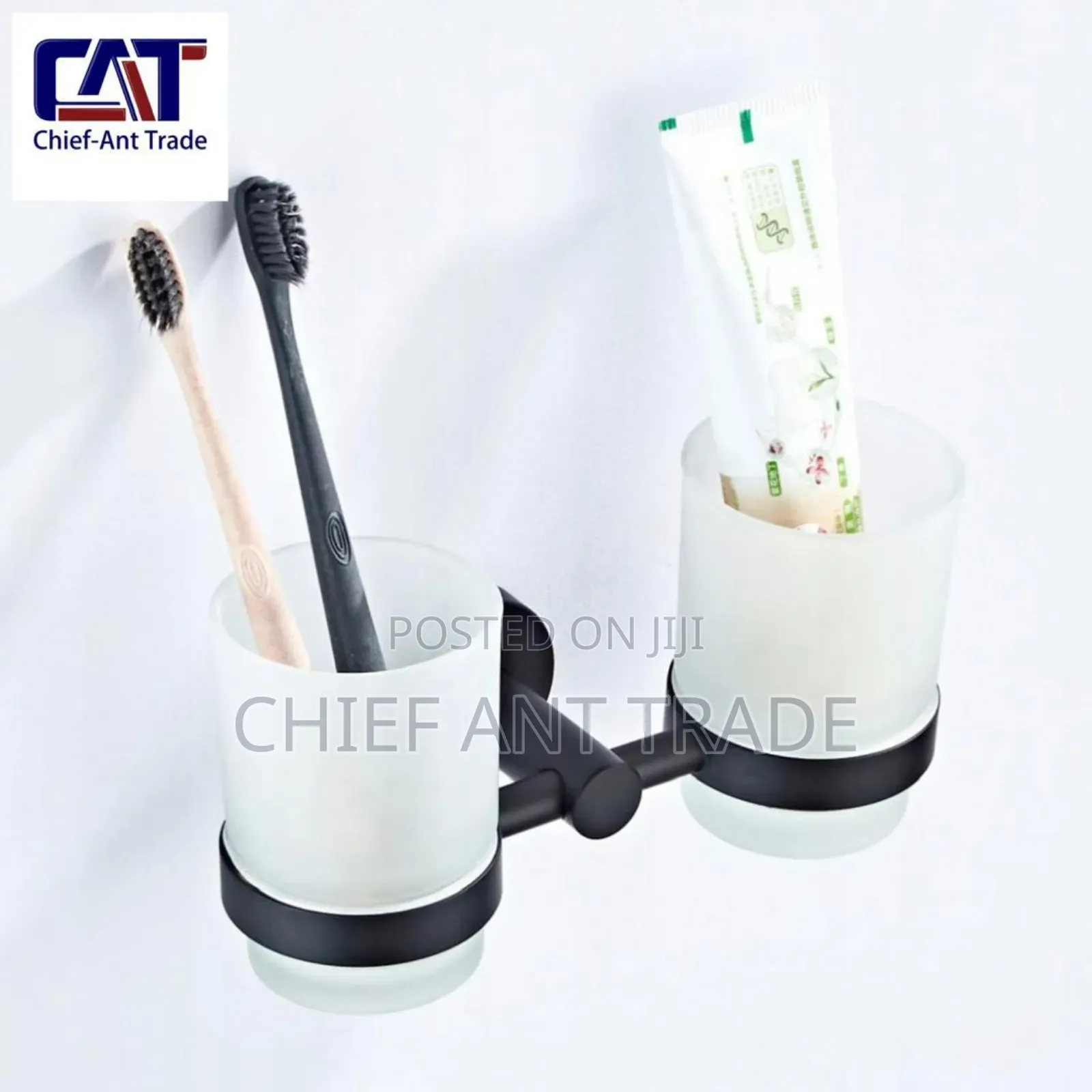 Double Tooth Brush Holder Black
