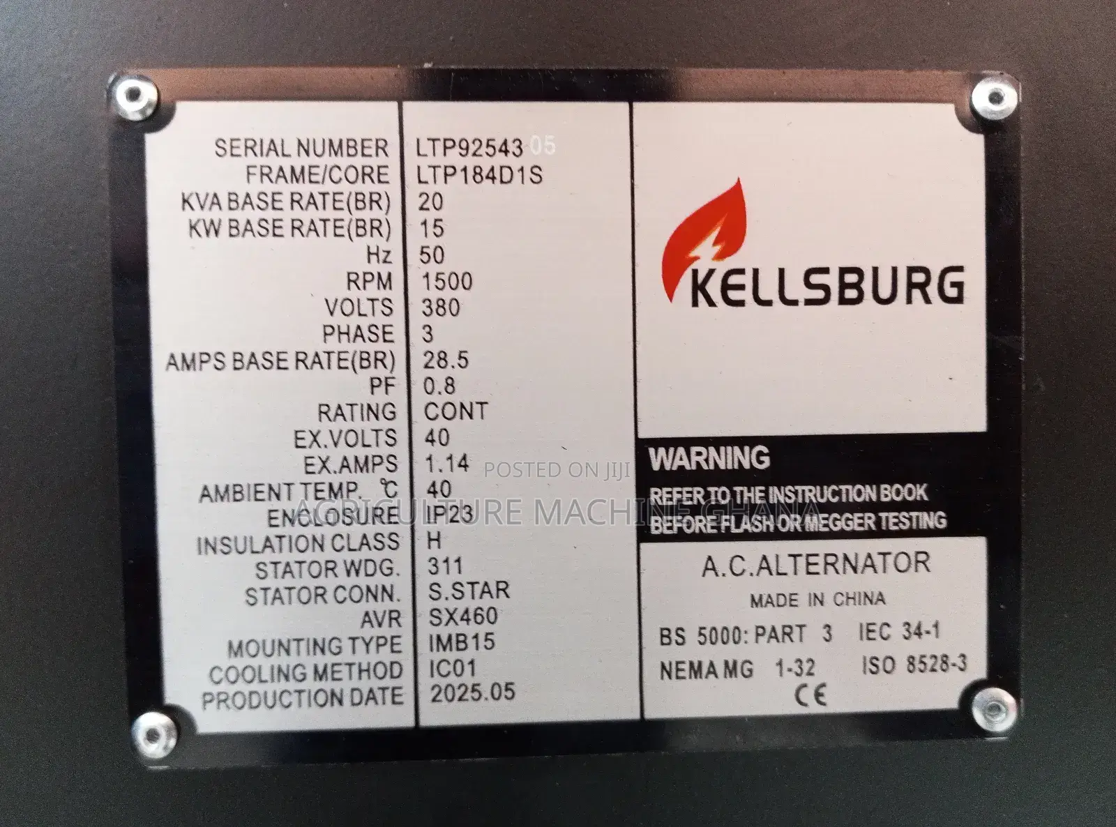 Kellsburg 20kva Alternator Motor