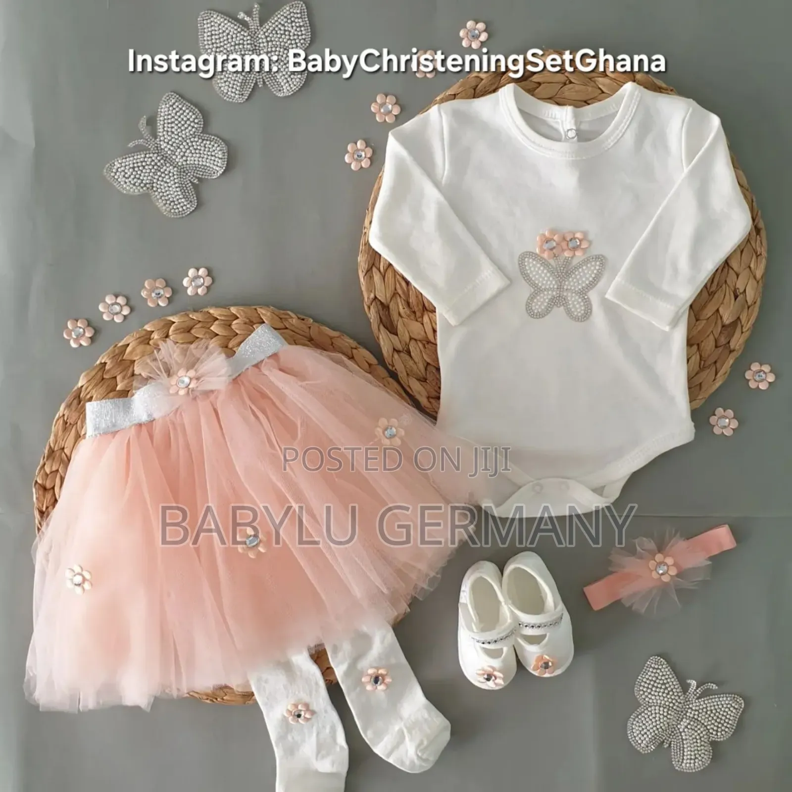 Baby Girl Organic 5 PCS Gift Set Peach Tutu Tulle Skirt