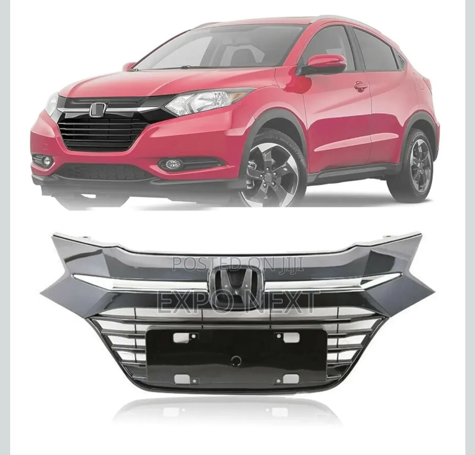 Black & Chrome Front Upper Grille  2016-2018 Honda Hr-v