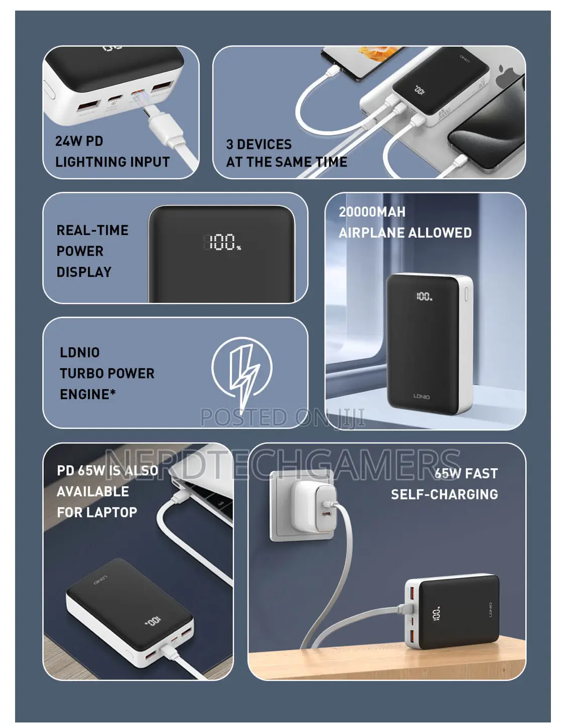 Ldnio Pq27 Portable 20000mah Power Banks Power Banks With 65w