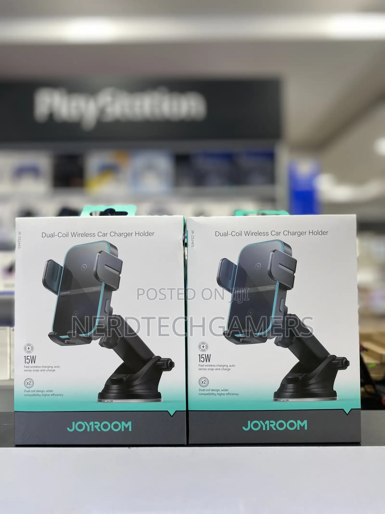 Joyroom 15w Dual-Coil Wireless Car Charger Holder (Dashboard) Black