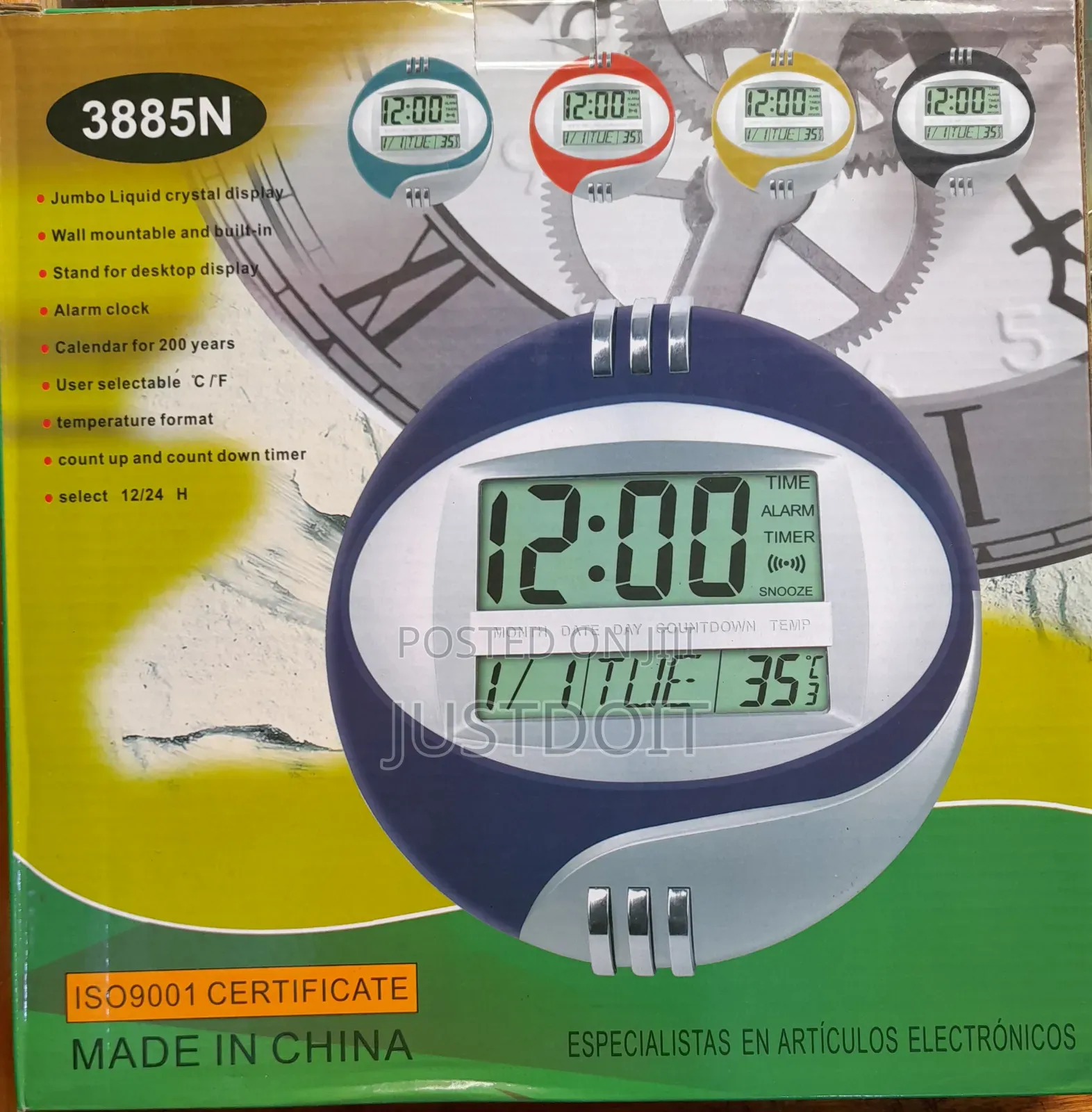 Round Digital Wall Clock – Grey or Blue Options
