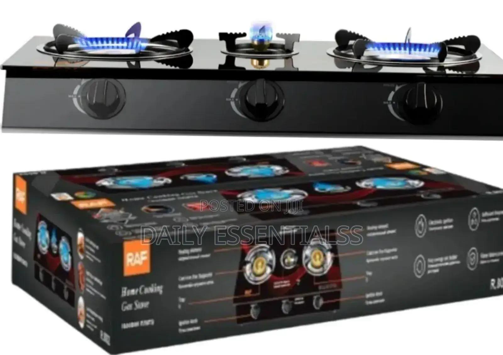 Raf 3 Burner Stainless Steel Gas Stove
